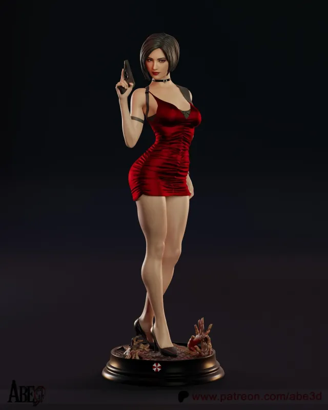 Red Dress Spy Woman Figurine, Maximum Detailed 16K 3D Printed Collectible Statue, Survival Horror Game Inspired Figure - alternate view