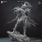 Crimson Elf Assassin Figurine, Fully Hand Painted 3D Printed Fantasy Dagger Statue product image 10
