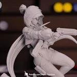 Fiery Sword Warrior Figurine, Hand Painted Anime Game Inspired 3D Printed Collectible Statue, Red Flame Battle Girl Figure product image 11