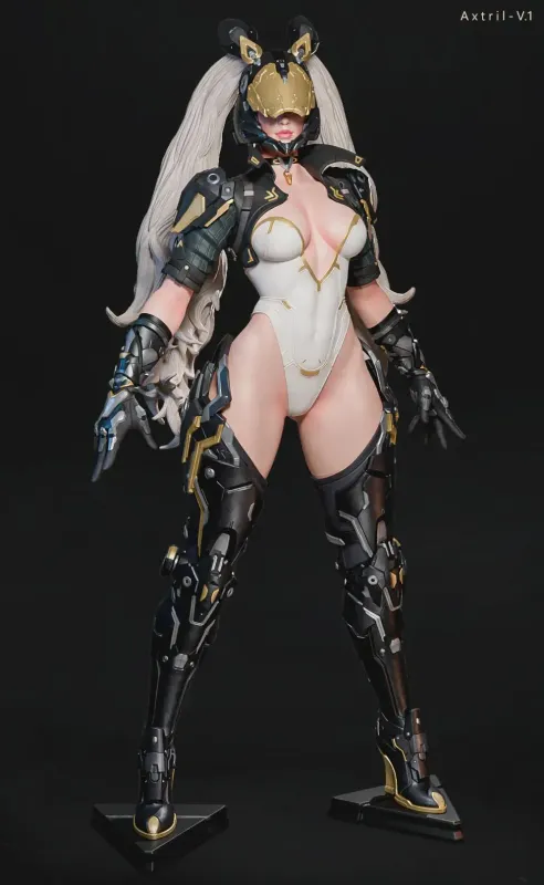 Electric Speedster Battle Girl Figurine, Fully Hand Painted 3D Printed Collectible Statue, Sci Fi Action Sculpture