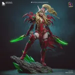 Crimson Elf Assassin Figurine, Fully Hand Painted 3D Printed Fantasy Dagger Statue product image 2