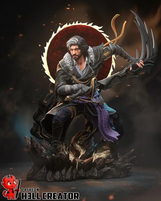 Dark Fantasy Expedition Warrior Figurine, Hand Painted Resin Collectible Statue RPG Inspired Sculpture - alternate view