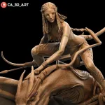 Blue Alien Warrior Princess Figurine, Maximum Detailed 16K 3D Printed Collectible Statue, Fantasy Sci Fi Huntress Figure product image 4