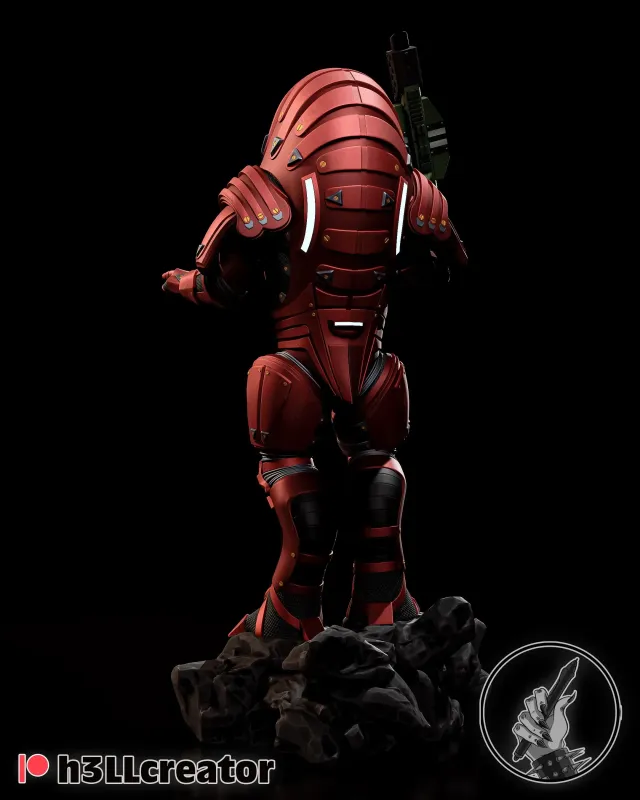 The Red Armour Soldier – 16K Resin 3D Printed Statue Collectible Hand-Painted - alternate view