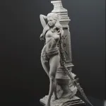 Red Haired Machine Hunter Figurine, Fully Hand Painted 3D Printed Collectible Statue, Sci Fi Tribal Warrior Sculpture product image 12