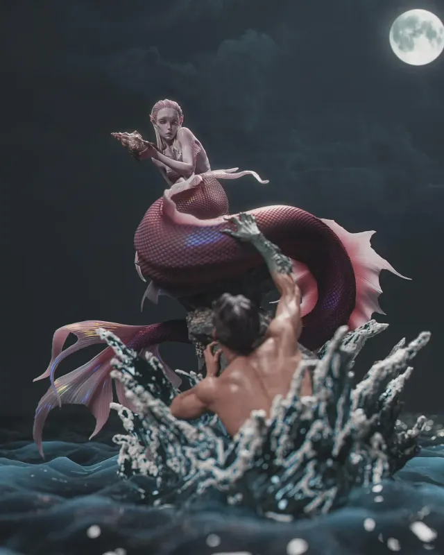 Song of the Tide - Highly Detailed Hand-Painted Statue - Collectible Sculpture - alternate view
