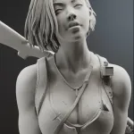 Blue Tactical Survival Heroine Figurine, Hand Painted 16K 3D Printed Resin Collectible Statue, Horror Game Inspired Sculpture product image 16