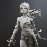Young Expedition Swordswoman Figurine, Highly Detailed Hand Painted 3D Printed Collectible Statue, Dark Fantasy RPG Sculpture product image 7