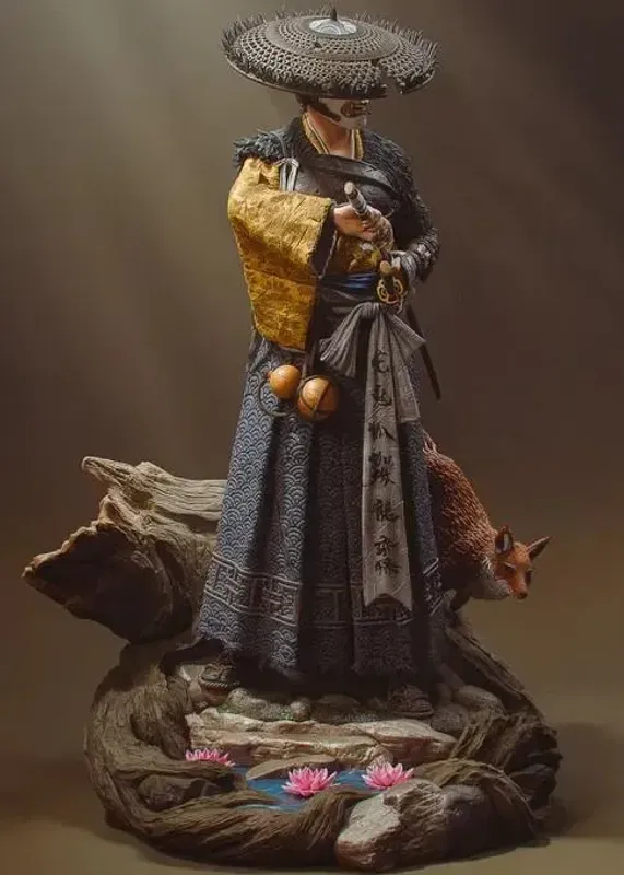 Female Ronin Warrior Figurine, Maximum Detailed 16K 3D Printed Collectible Statue, Japanese Samurai Game Inspired Figure - alternate view