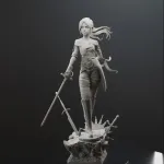 Young Expedition Swordswoman Figurine, Highly Detailed Hand Painted 3D Printed Collectible Statue, Dark Fantasy RPG Sculpture product image 8