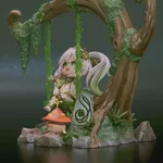 Little Forest Goddess Figurine, Fully Hand Painted 3D Printed Collectible Statue, Fantasy Anime Nature Spirit Sculpture product image 8