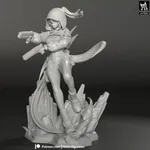 Fiery Sword Warrior Figurine, Hand Painted Anime Game Inspired 3D Printed Collectible Statue, Red Flame Battle Girl Figure product image 16