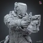 White Space Suit Explorer Figurine, Highly Detailed Hand Painted or Unpainted 3D Printed Sci Fi Collectible Statue product image 8