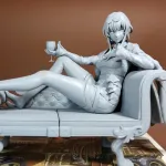 Purple Sci Fi Femme Fatale Figurine, Hand Painted Anime Game Inspired 3D Printed Collectible Statue, Cyberpunk Display Figure product image 7