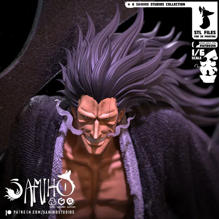Kenpachi Zaraki Figure – Bleach – Hand Painted 16K 3D Printed Resin Anime Statue