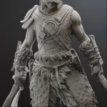 Horned Dragon Slayer Warrior Figurine, Fully Hand Painted 3D Printed Collectible Statue, Nordic Fantasy Sculpture product image 12