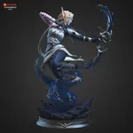 Dark Elven Ranger Archer Figurine, Fully Hand Painted 3D Printed Collectible Statue, Fantasy Huntress Sculpture product image
