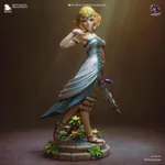 Golden Fantasy Princess Figurine, Fully Hand Painted 3D Printed Collectible Statue, Royal Elf Inspired Sculpture product image 2