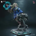 White Haired Android Girl Figurine, Fully Hand Painted 3D Printed Collectible Statue, Sci Fi Companion Sculpture product image