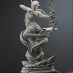 Dark Elven Ranger Archer Figurine, Fully Hand Painted 3D Printed Collectible Statue, Fantasy Huntress Sculpture product image 7