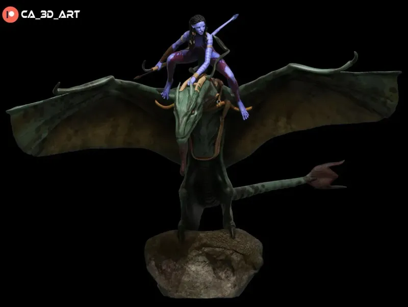 Blue Alien Warrior Princess Figurine, Maximum Detailed 16K 3D Printed Collectible Statue, Fantasy Sci Fi Huntress Figure