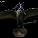 Blue Alien Warrior Princess Figurine, Maximum Detailed 16K 3D Printed Collectible Statue, Fantasy Sci Fi Huntress Figure product image