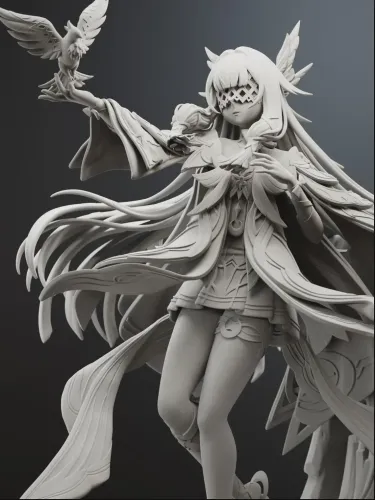 Columbina Figure Genshin Impact Figure – 16K 3D Printed Resin Diorama - alternate view