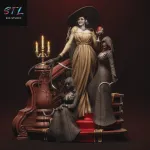 Tall Vampire Countess Figurine, Hand Painted 16K 3D Printed Resin Collectible Statue, Gothic Horror Lady Sculpture product image