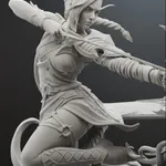 Dark Elven Ranger Archer Figurine, Fully Hand Painted 3D Printed Collectible Statue, Fantasy Huntress Sculpture product image 11