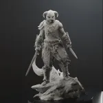 Horned Dragon Slayer Warrior Figurine, Fully Hand Painted 3D Printed Collectible Statue, Nordic Fantasy Sculpture product image 13