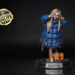 White Haired Android Girl Figurine, Fully Hand Painted 3D Printed Collectible Statue, Sci Fi Companion Sculpture product image