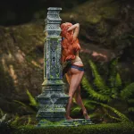 Red Haired Machine Hunter Figurine, Fully Hand Painted 3D Printed Collectible Statue, Sci Fi Tribal Warrior Sculpture product image 5