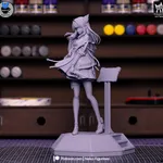 White Cat Ear Sci Fi Operator Figurine, Hand Painted Anime Game Inspired 3D Printed Collectible Statue, Futuristic Mage Figure product image 9