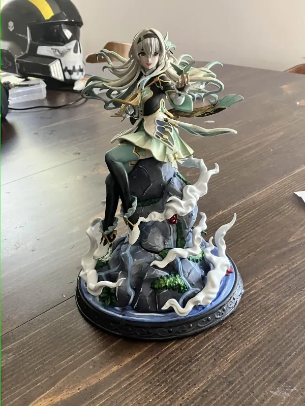 Green Sci Fi Mecha Girl Figurine, Maximum Detailed Hand Painted Anime Game Inspired 3D Printed Collectible Statue - alternate view