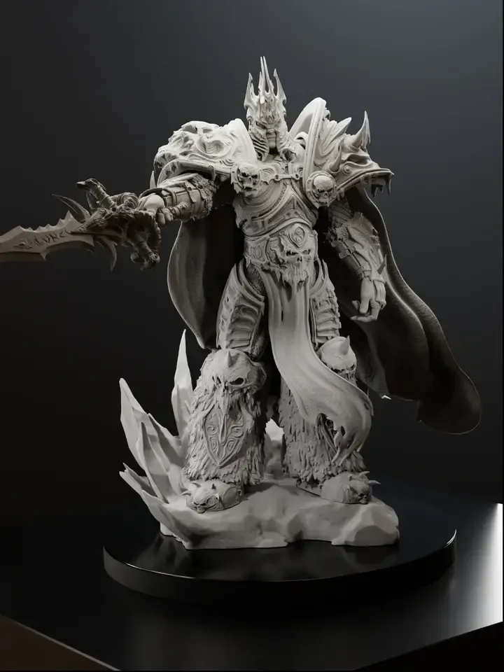Arthas Lich King Figure –Maximum Detailed 16K 3D printed figure - alternate view