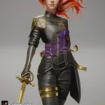 Young Expedition Swordswoman Figurine, Highly Detailed Hand Painted 3D Printed Collectible Statue, Dark Fantasy RPG Sculpture product image