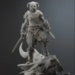 Horned Dragon Slayer Warrior Figurine, Fully Hand Painted 3D Printed Collectible Statue, Nordic Fantasy Sculpture product image 9