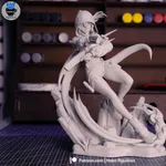 Fiery Sword Warrior Figurine, Hand Painted Anime Game Inspired 3D Printed Collectible Statue, Red Flame Battle Girl Figure product image 6