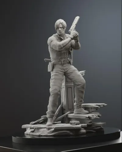 Leon Kennedy Resident Evil |Maximum Detailed 16K 3D printed figure - alternate view