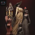 Tall Vampire Countess Figurine, Hand Painted 16K 3D Printed Resin Collectible Statue, Gothic Horror Lady Sculpture product image 4