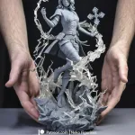 Elemental Scholar Mage Figurine, Maximum Detailed 16K 3D Printed Collectible Statue, Dark Fantasy RPG Inspired Figure product image 7