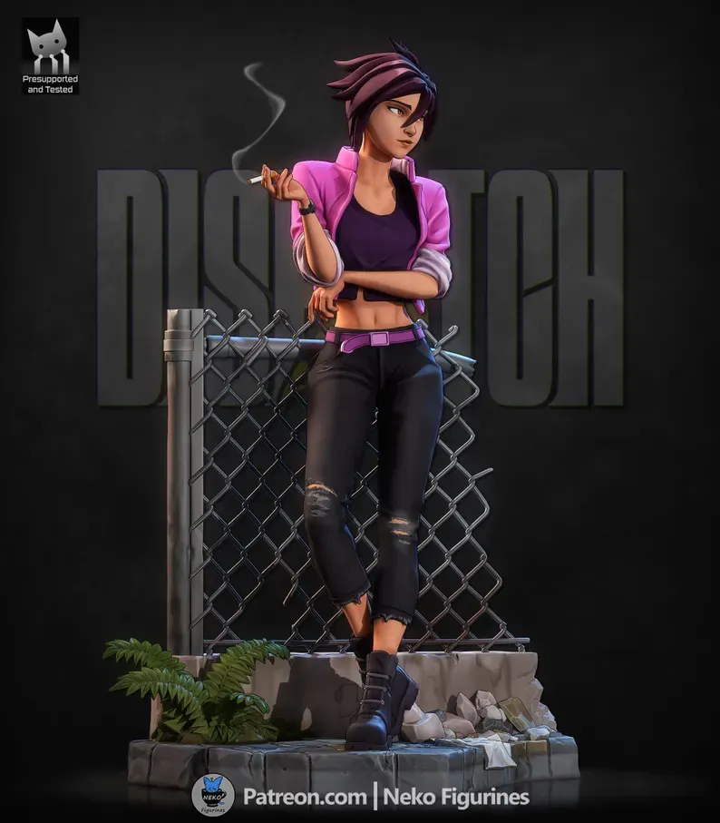 Invisigal figure Dispatch game Figure – 3D Printed Resin Diorama - alternate view