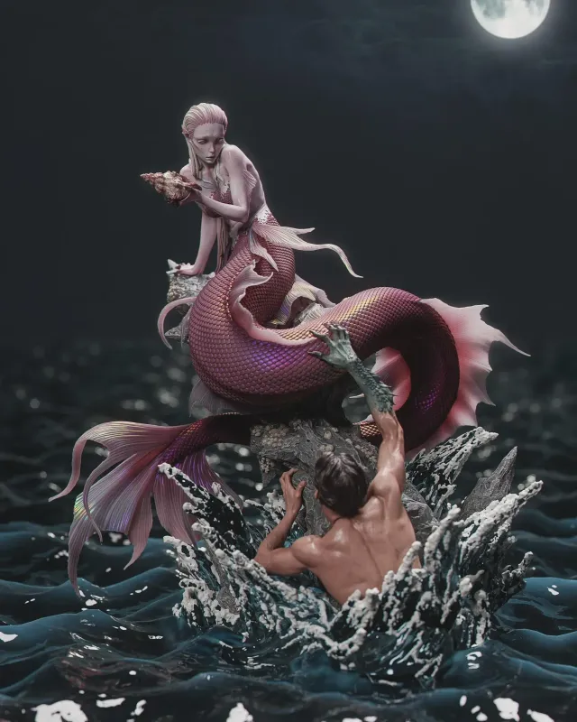 Song of the Tide - Highly Detailed Hand-Painted Statue - Collectible Sculpture