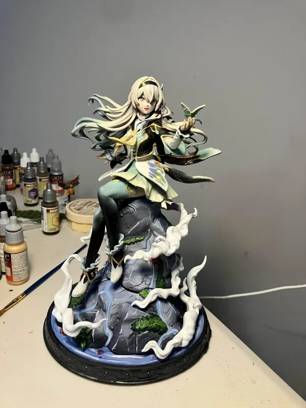 Green Sci Fi Mecha Girl Figurine, Maximum Detailed Hand Painted Anime Game Inspired 3D Printed Collectible Statue