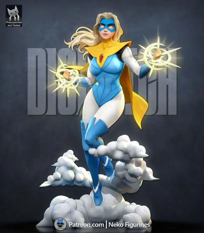 Blonde Superheroine Figurine, Maximum Detailed 16K 3D Printed Collectible Statue, Comic Style Hero Woman Figure