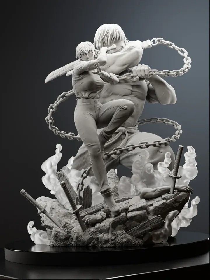 Maki Zenin & Toji Figure – Jujutsu Kaisen – Hand Painted 16K 3D Printed Resin Diorama - alternate view