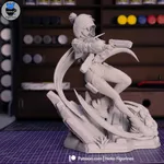 Fiery Sword Warrior Figurine, Hand Painted Anime Game Inspired 3D Printed Collectible Statue, Red Flame Battle Girl Figure product image 7