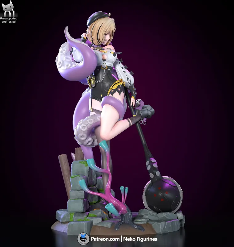 Octopus Horror Girl Figurine, Maximum Detailed 16K 3D Printed Collectible Statue, Dark Anime Game Inspired Figure - alternate view