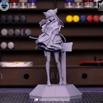White Cat Ear Sci Fi Operator Figurine, Hand Painted Anime Game Inspired 3D Printed Collectible Statue, Futuristic Mage Figure product image 8