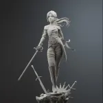 Young Expedition Swordswoman Figurine, Highly Detailed Hand Painted 3D Printed Collectible Statue, Dark Fantasy RPG Sculpture product image 6